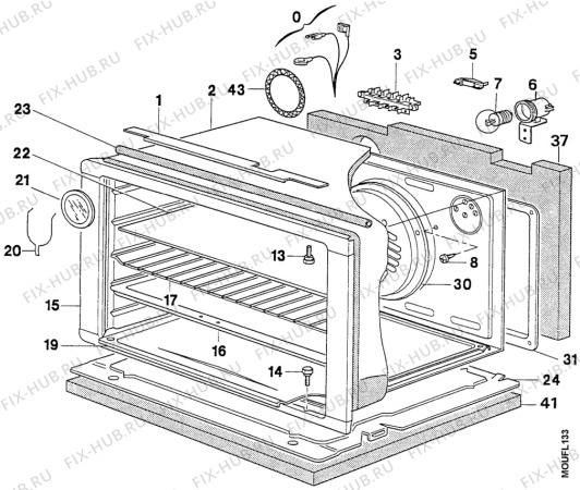 Взрыв-схема плиты (духовки) Electrolux EK6163/1 - Схема узла Oven body